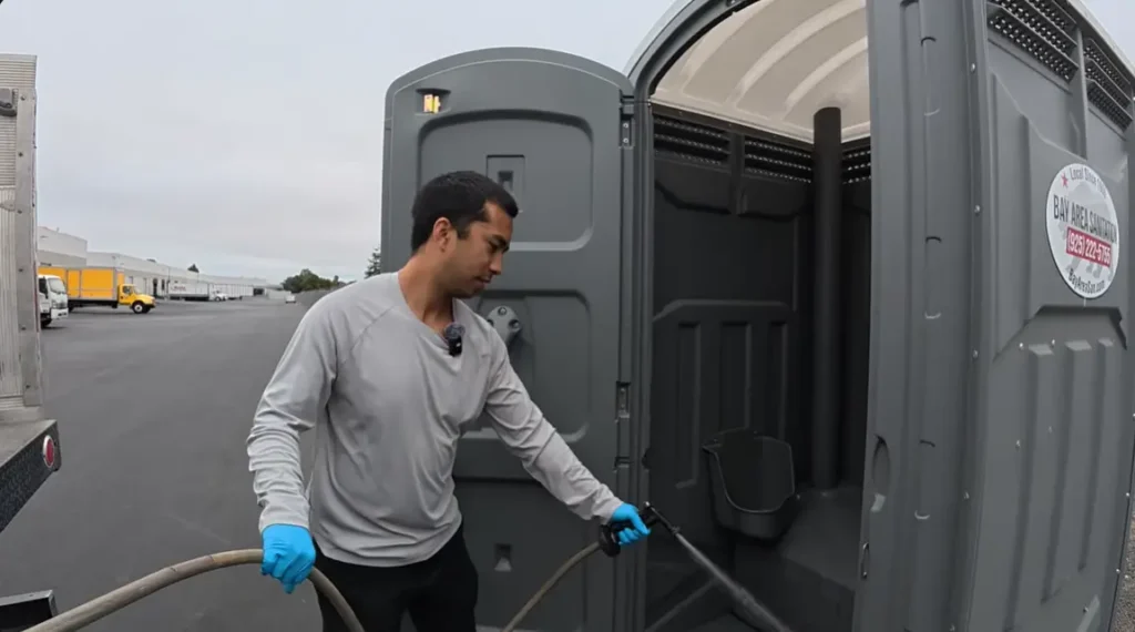 man washing cabin